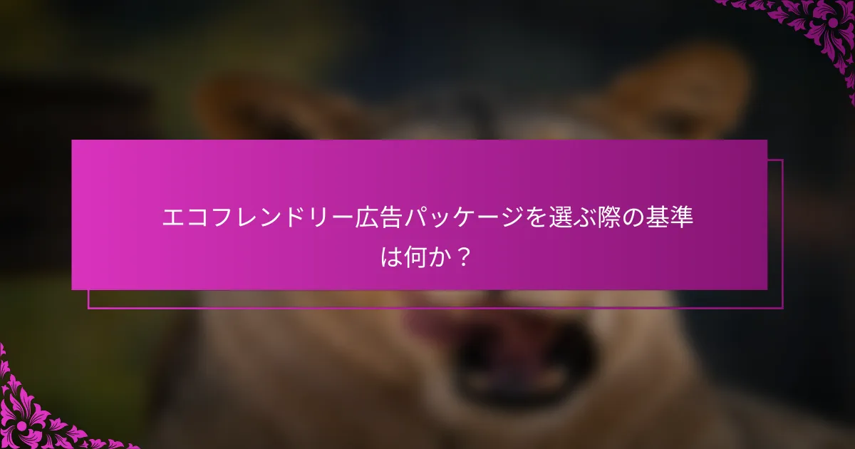エコフレンドリー広告パッケージを選ぶ際の基準は何か？