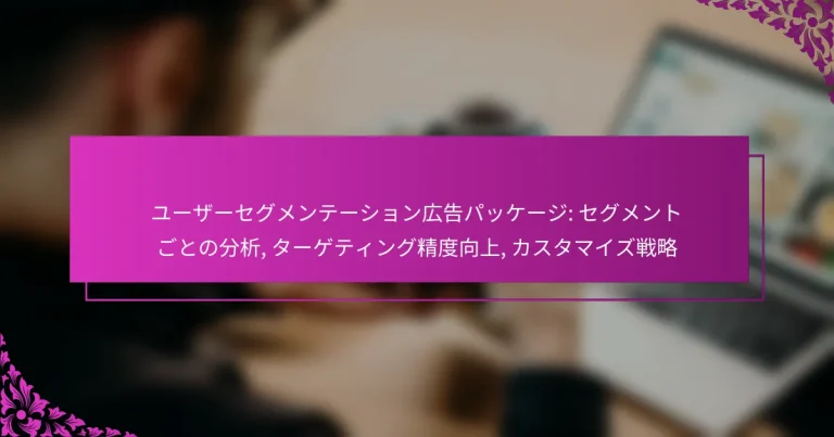 ユーザーセグメンテーション広告パッケージ: セグメントごとの分析, ターゲティング精度向上, カスタマイズ戦略