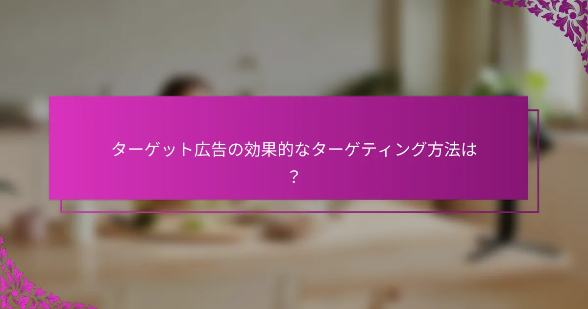 ターゲット広告の効果的なターゲティング方法は？