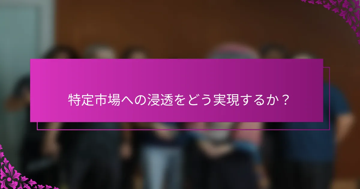 特定市場への浸透をどう実現するか？